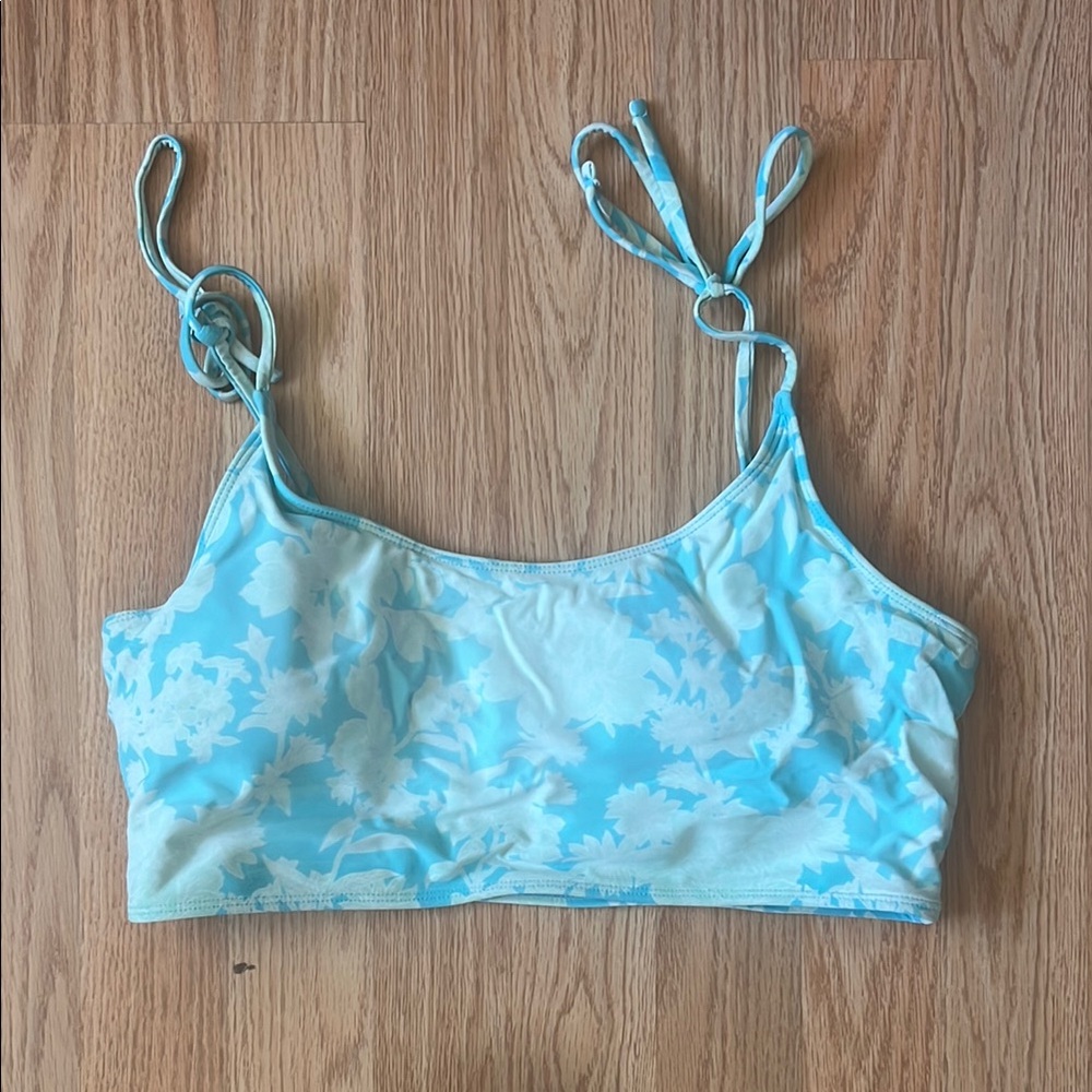 Light Blue Floral Bikini Top